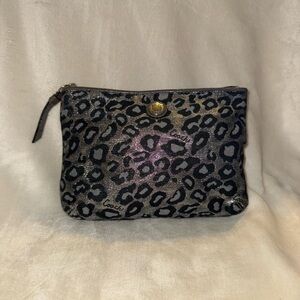 Coach Black and Gray Leopard Cosmetic Bag